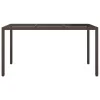  barna polyrattan és edzett üveg kerti asztal 150 x 90 x 75 cm