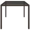  barna polyrattan és edzett üveg kerti asztal 150 x 90 x 75 cm