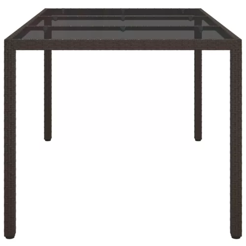  barna polyrattan és edzett üveg kerti asztal 150 x 90 x 75 cm