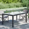  fekete polyrattan és edzett üveg kerti asztal 150 x 90 x 75 cm