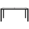  fekete polyrattan és edzett üveg kerti asztal 150 x 90 x 75 cm