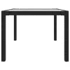  fekete polyrattan és edzett üveg kerti asztal 150 x 90 x 75 cm