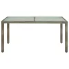  szürke polyrattan és edzett üveg kerti asztal 150 x 90 x 75 cm
