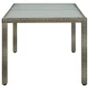  szürke polyrattan és edzett üveg kerti asztal 150 x 90 x 75 cm