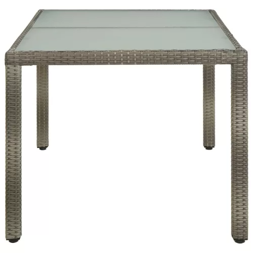  szürke polyrattan és edzett üveg kerti asztal 150 x 90 x 75 cm