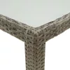  szürke polyrattan és edzett üveg kerti asztal 150 x 90 x 75 cm