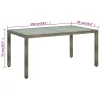  szürke polyrattan és edzett üveg kerti asztal 150 x 90 x 75 cm