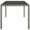 szürke polyrattan és edzett üveg kerti asztal 150 x 90 x 75 cm