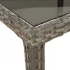  szürke polyrattan és edzett üveg kerti asztal 150 x 90 x 75 cm