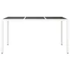  fehér polyrattan és edzett üveg kerti asztal 150 x 90 x 75 cm
