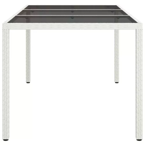  fehér polyrattan és edzett üveg kerti asztal 150 x 90 x 75 cm