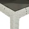  fehér polyrattan és edzett üveg kerti asztal 150 x 90 x 75 cm