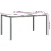  bézs polyrattan és edzett üveg kerti asztal 150 x 90 x 75 cm