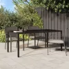  barna polyrattan és edzett üveg kerti asztal 190 x 90 x 75 cm