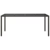  barna polyrattan és edzett üveg kerti asztal 190 x 90 x 75 cm