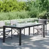  fekete polyrattan és edzett üveg kerti asztal 190 x 90 x 75 cm