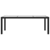  fekete polyrattan és edzett üveg kerti asztal 190 x 90 x 75 cm
