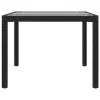  fekete polyrattan és edzett üveg kerti asztal 190 x 90 x 75 cm