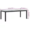  fekete polyrattan és edzett üveg kerti asztal 190 x 90 x 75 cm
