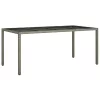  szürke polyrattan és edzett üveg kerti asztal 190 x 90 x 75 cm