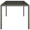  szürke polyrattan és edzett üveg kerti asztal 190 x 90 x 75 cm