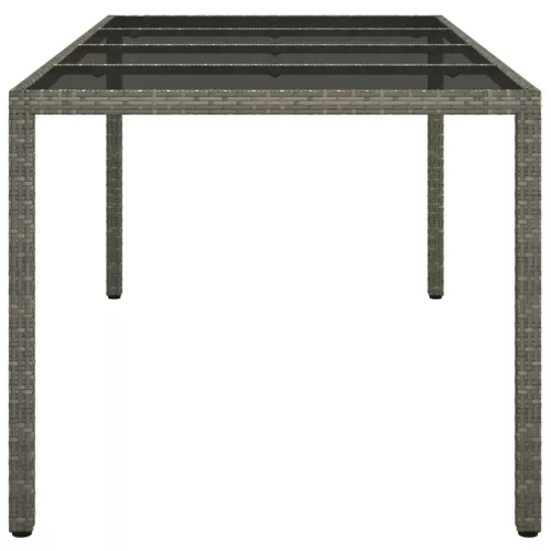  szürke polyrattan és edzett üveg kerti asztal 190 x 90 x 75 cm