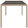  bézs szürke polyrattan és edzett üveg kerti asztal 190x90x75 cm