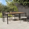  fekete polyrattan és akácfa kerti asztal 190 x 90 x 75 cm
