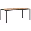  fekete polyrattan és akácfa kerti asztal 190 x 90 x 75 cm