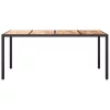  fekete polyrattan és akácfa kerti asztal 190 x 90 x 75 cm