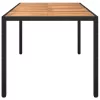  fekete polyrattan és akácfa kerti asztal 190 x 90 x 75 cm