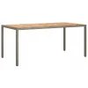  szürke polyrattan és akácfa kerti asztal 190 x 90 x 75 cm