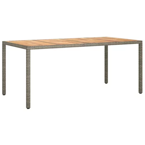  szürke polyrattan és akácfa kerti asztal 190 x 90 x 75 cm