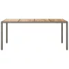  szürke polyrattan és akácfa kerti asztal 190 x 90 x 75 cm