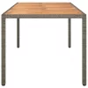  szürke polyrattan és akácfa kerti asztal 190 x 90 x 75 cm