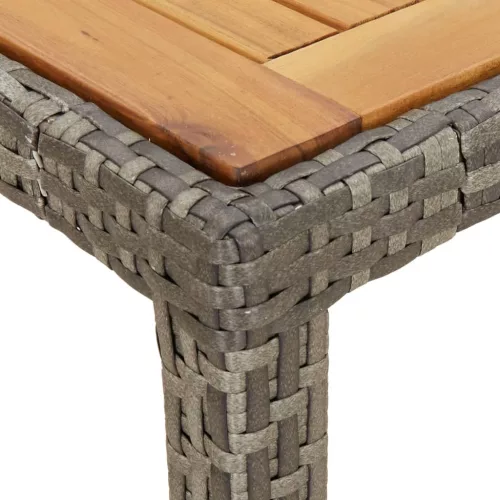  szürke polyrattan és akácfa kerti asztal 190 x 90 x 75 cm