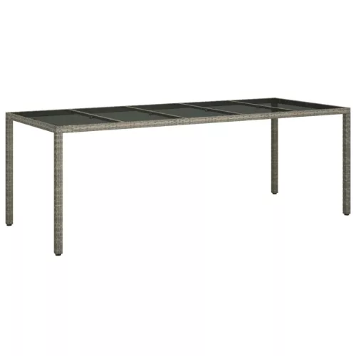  szürke edzett üveg és polyrattan kerti asztal 250 x 100 x 75 cm