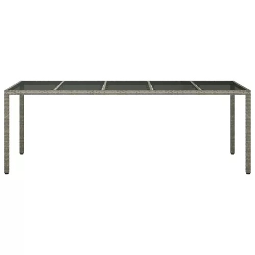  szürke edzett üveg és polyrattan kerti asztal 250 x 100 x 75 cm
