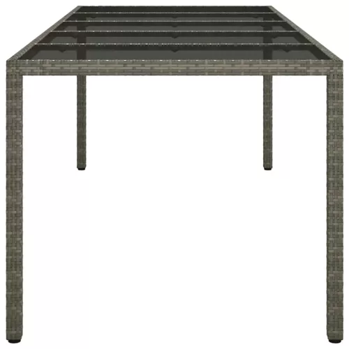  szürke edzett üveg és polyrattan kerti asztal 250 x 100 x 75 cm