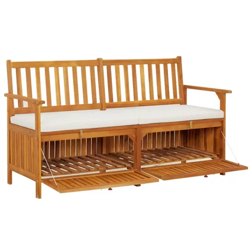 tömör akácfa tárolópad párnával 148 cm