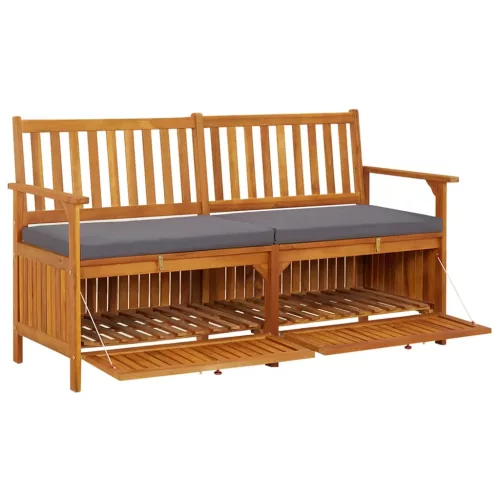  tömör akácfa tárolópad párnával 148 cm