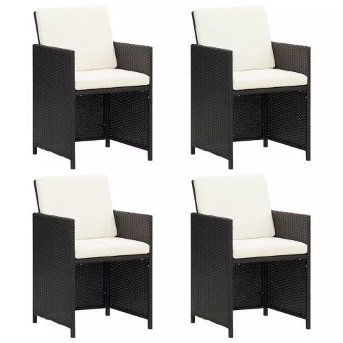 4 db fekete polyrattan kerti szék