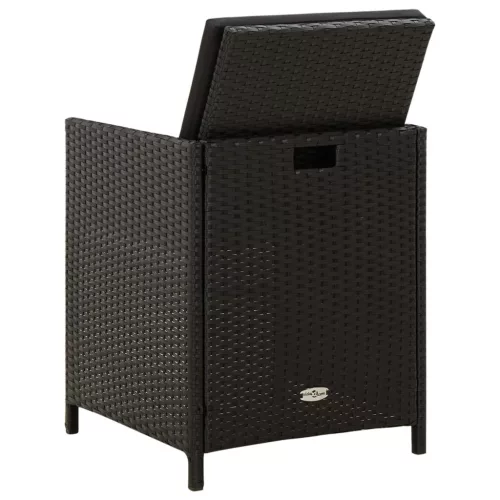  4 db fekete polyrattan kerti szék párnával