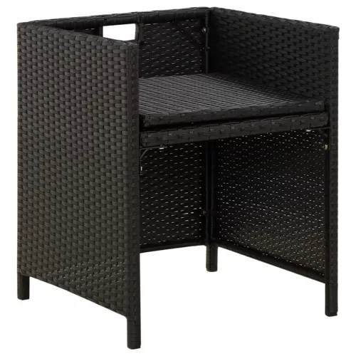  4 db fekete polyrattan kerti szék párnával