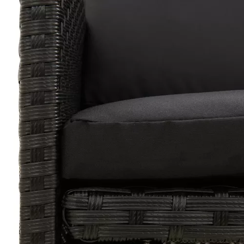  4 db fekete polyrattan kerti szék párnával