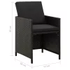  4 db fekete polyrattan kerti szék párnával