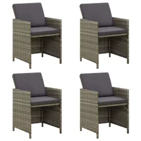  4 db szürke polyrattan kerti szék párnával
