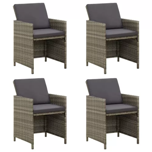  4 db szürke polyrattan kerti szék párnával