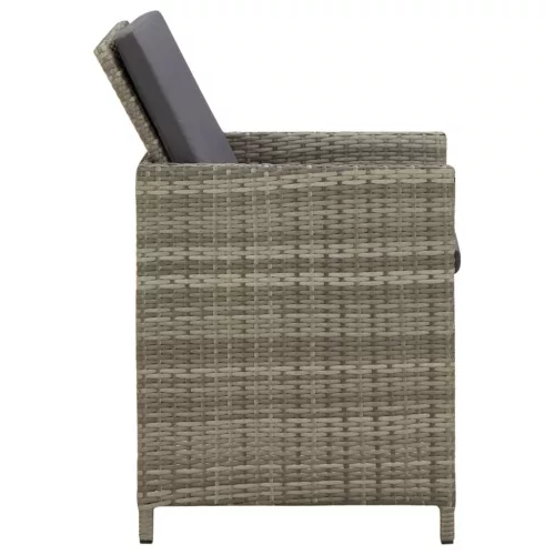  4 db szürke polyrattan kerti szék párnával