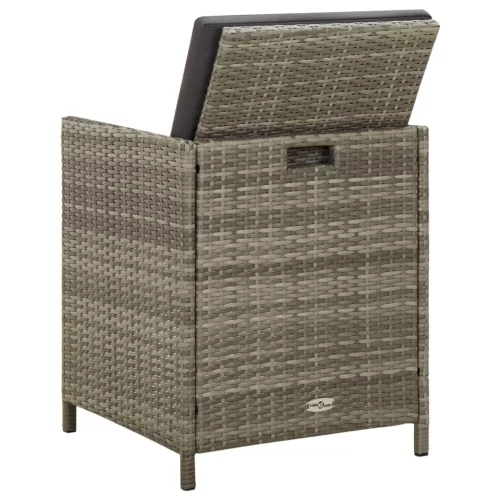  4 db szürke polyrattan kerti szék párnával